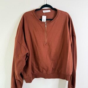Warm Rust Quarter-Zip Pullover